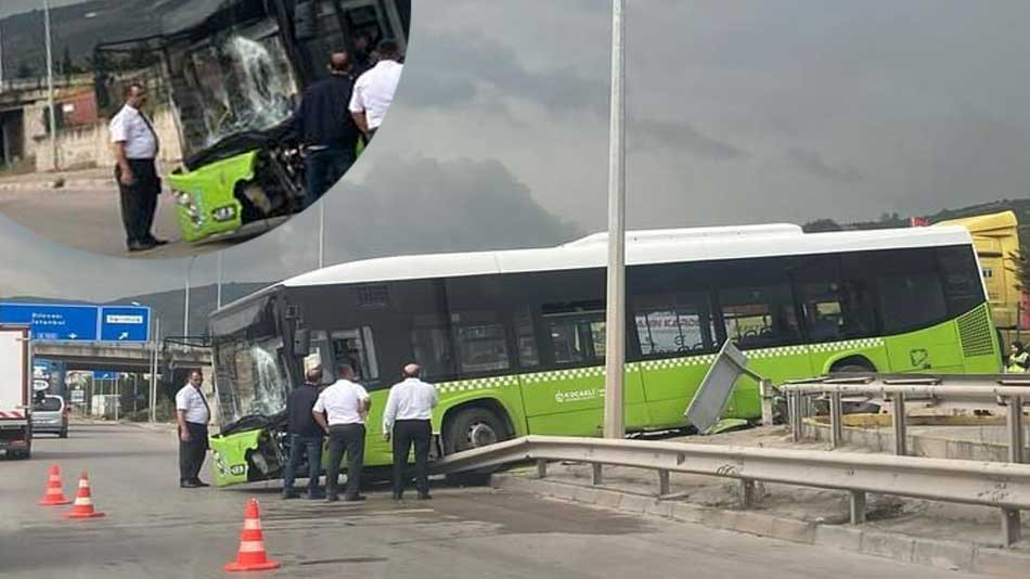 Büyükşehir otobüsü kaza yaptı. Faciadan dönüldü 