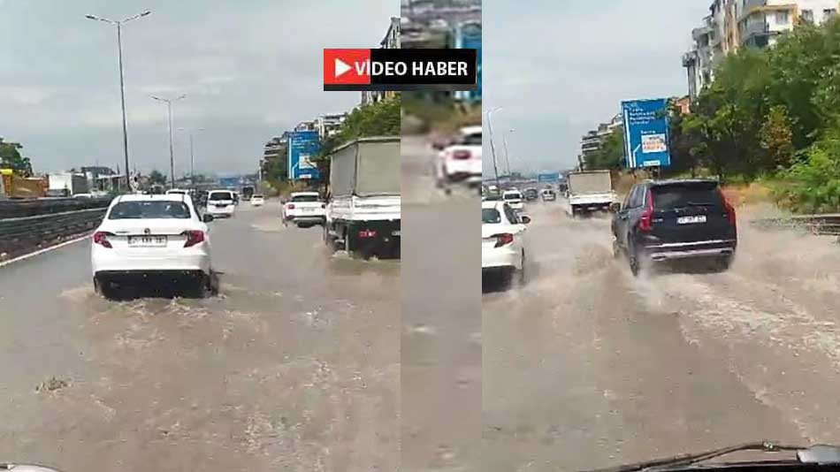 Gebze'de sağanak yağış sonrası kanallar taştı