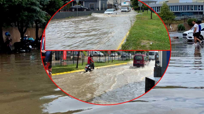 Gebze'yi sel aldı. Yollar göle döndü