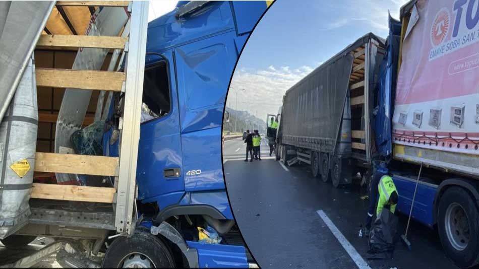 Kocaeli'de feci kaza. Tırlar çarpıştı