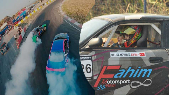 Kadın driftçiler piste indi, şov yaptı