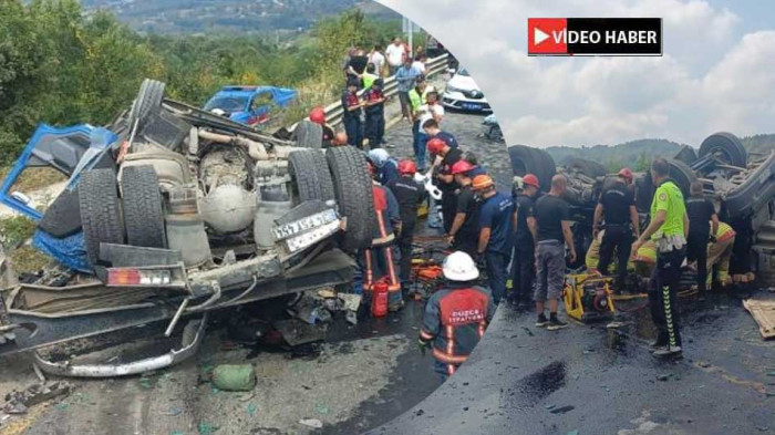 Tır otomobili sürükleyerek devrildi, 2 ölü 2 yaralı